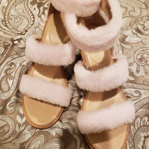 UGG SEASHELL PINK DEL REY SHEEPSKIN SANDALS SIZE 8